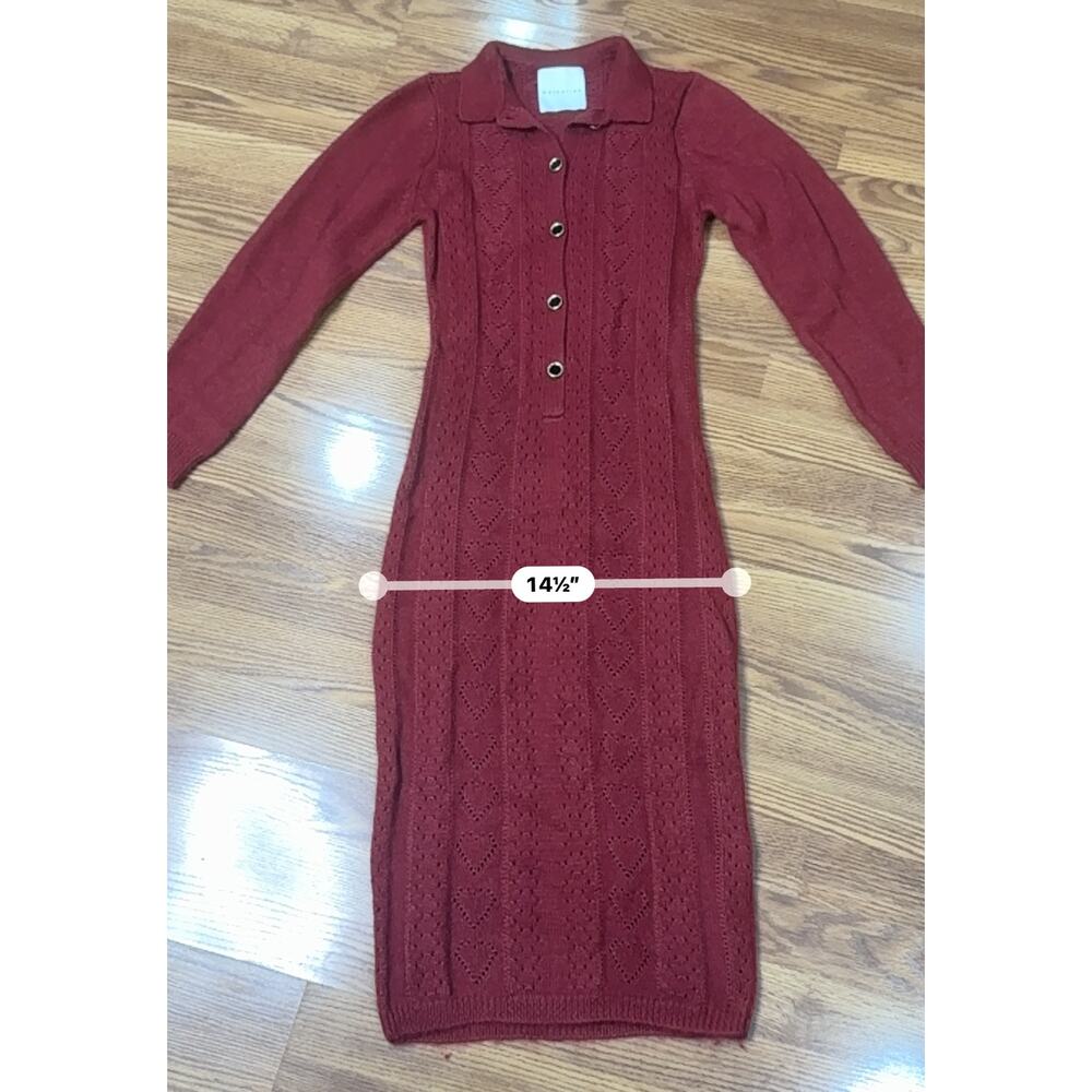 Markarian Burgundy Poesie Hearts Silk Mohair Blend Maxi Dress Size Small - Picture 6 of 15